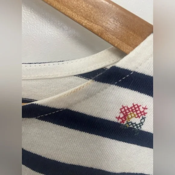 Madewell NWT Floral Embroidered Long Sleeve Crop Top Size XL Nautical Striped - Picture 5 of 9